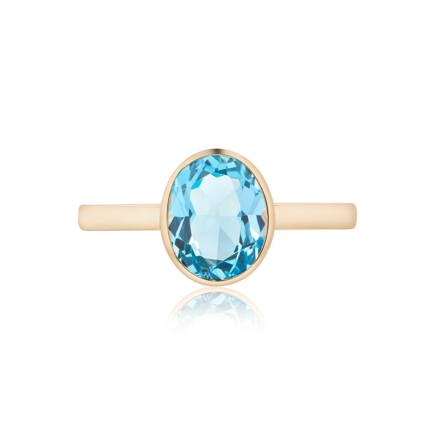 Oval 2.24ct Blue Topaz  Bezel Ring | 18ct Yellow Gold