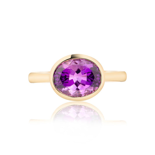 2.58ct Amethyst Oval Bezel Ring | 18ct Yellow Gold