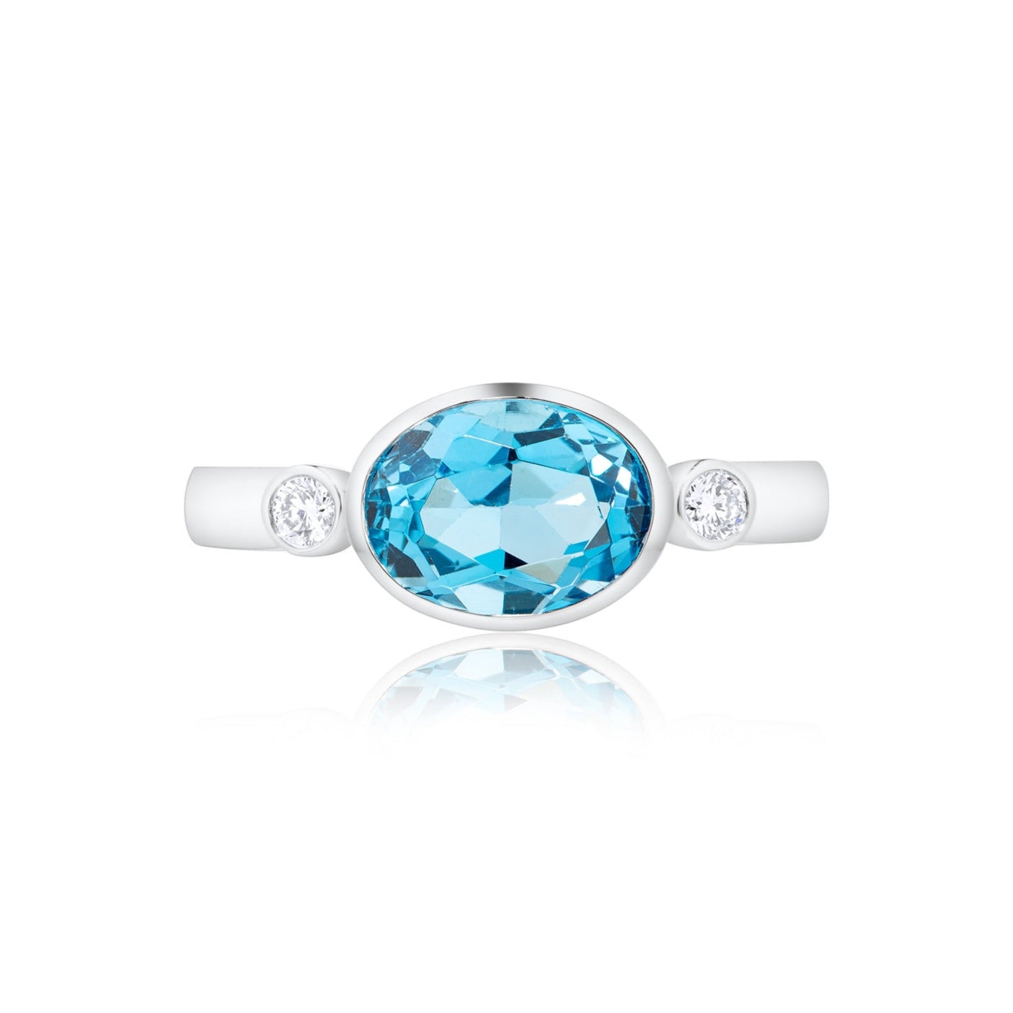 Blue Topaz Trilogy Ring Bezel Set