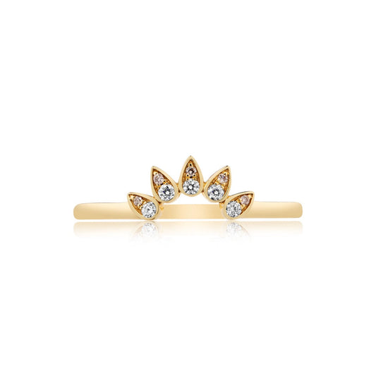 Crown Curved 5 Pink & White Diamond Rings