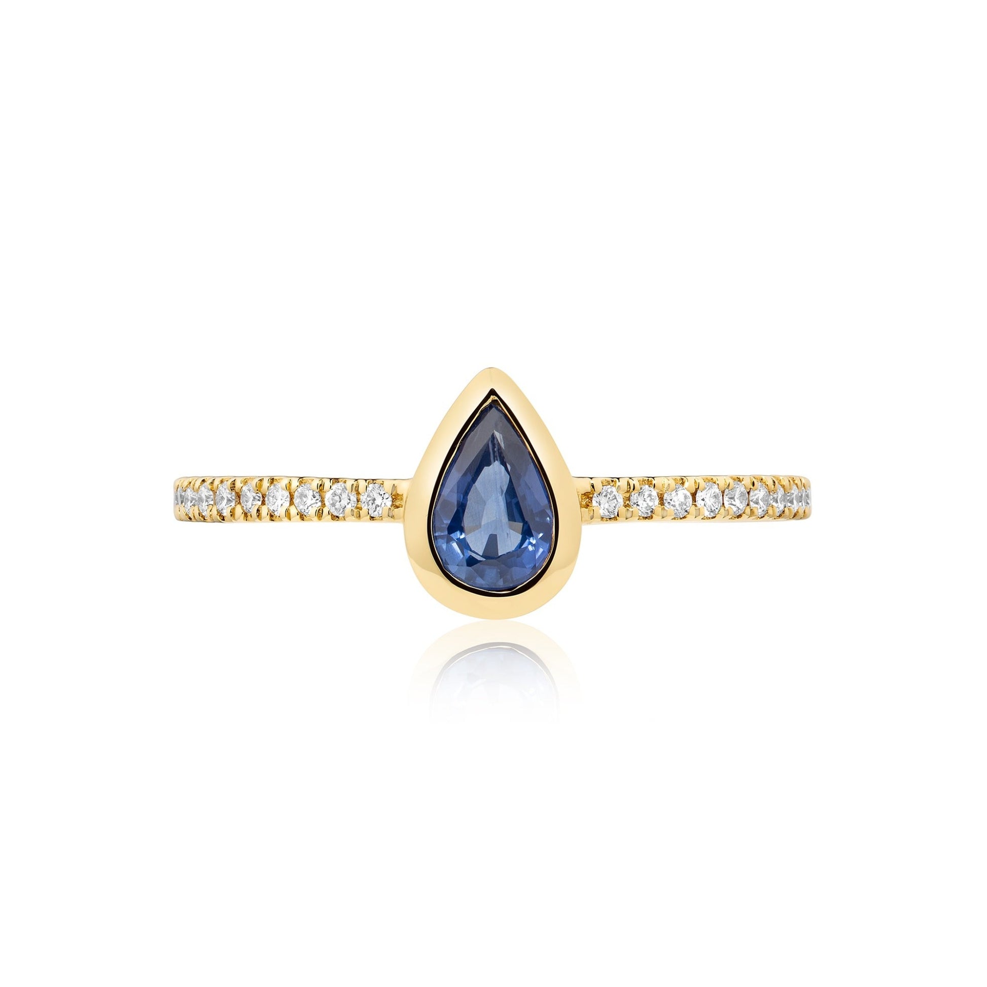 Sapphire Blue Bezel Set Ring | 18ct Yellow Gold
