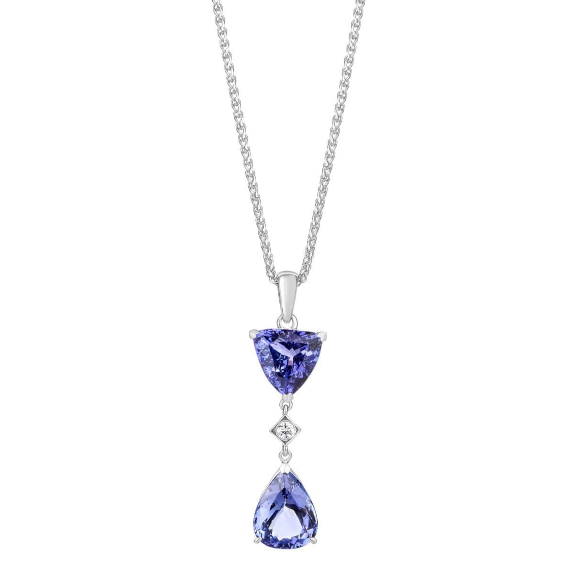 Tanzanite Double Drop Pendant - Rosendorff Diamond Jewellers