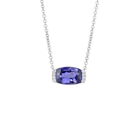 Cushion Cut Tanzanite Pendant with Diamond Frame - Rosendorff Diamond Jewellers