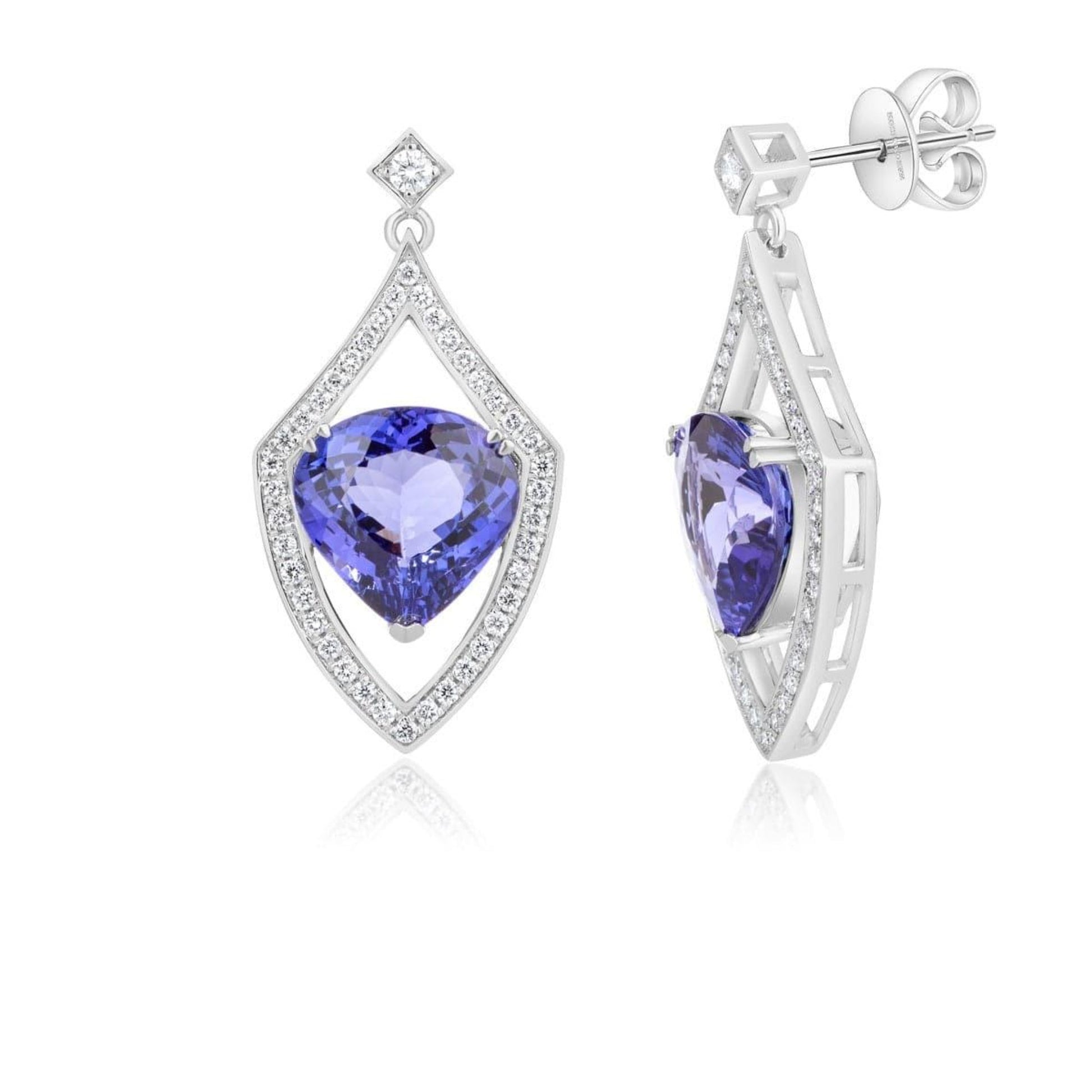 Tanzanite and Diamond Drop Earrings - Rosendorff Diamond Jewellers