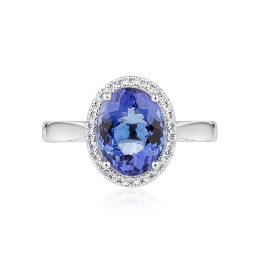 Tanzanite and Diamond Halo Dress Ring - Rosendorff Diamond Jewellers