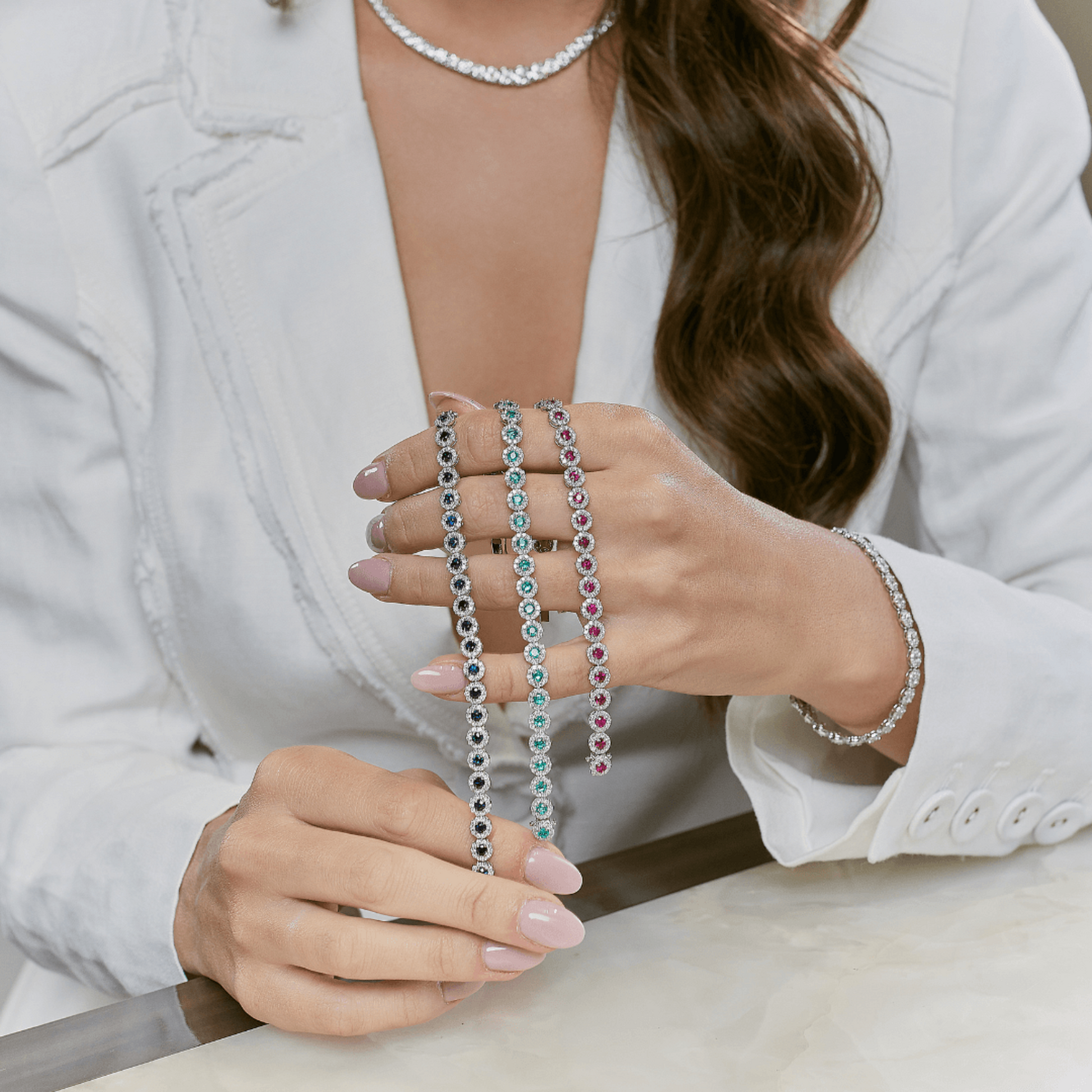 Halo Sapphire & Diamond Bracelet - Rosendorff Diamond Jewellers