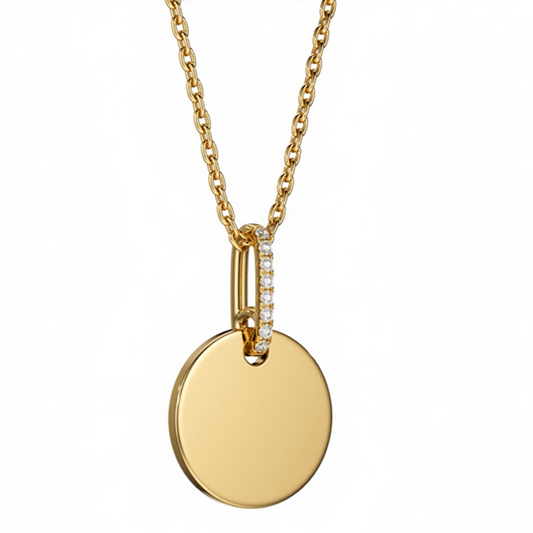 Round Disc Diamond Bail Pendant | 18ct Yellow Gold - Rosendorff Diamond Jewellers