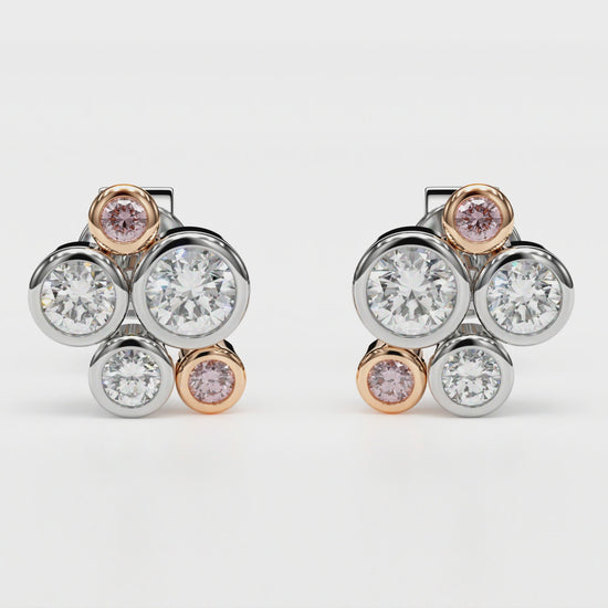 Bezel Set Pink Diamond Stud Earrings | 18ct White & Rose Gold