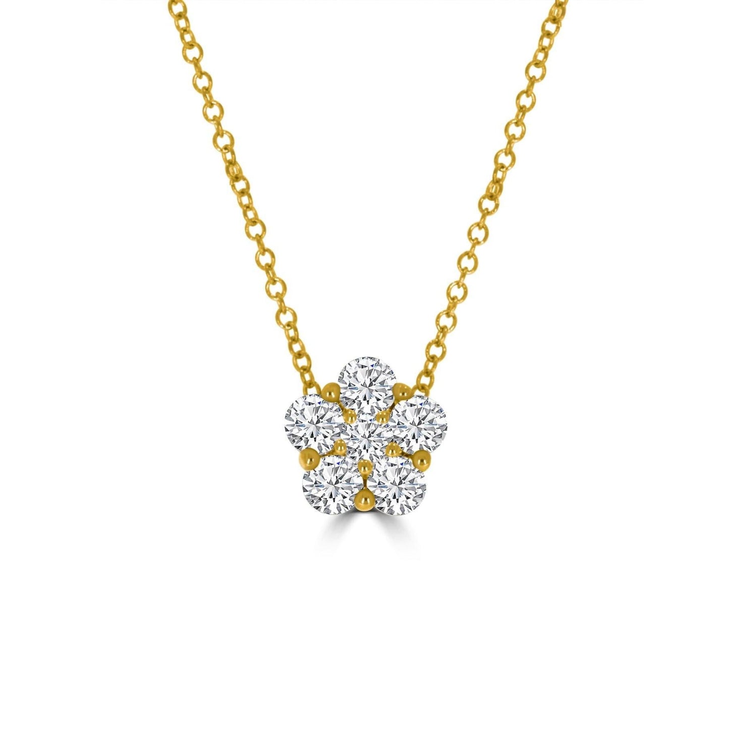 Diamond Cluster Necklace in White Gold